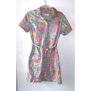 Lilly pulitzer Vintage White Tag Shift Pocket Dress Pink Blue Elephant Print 4